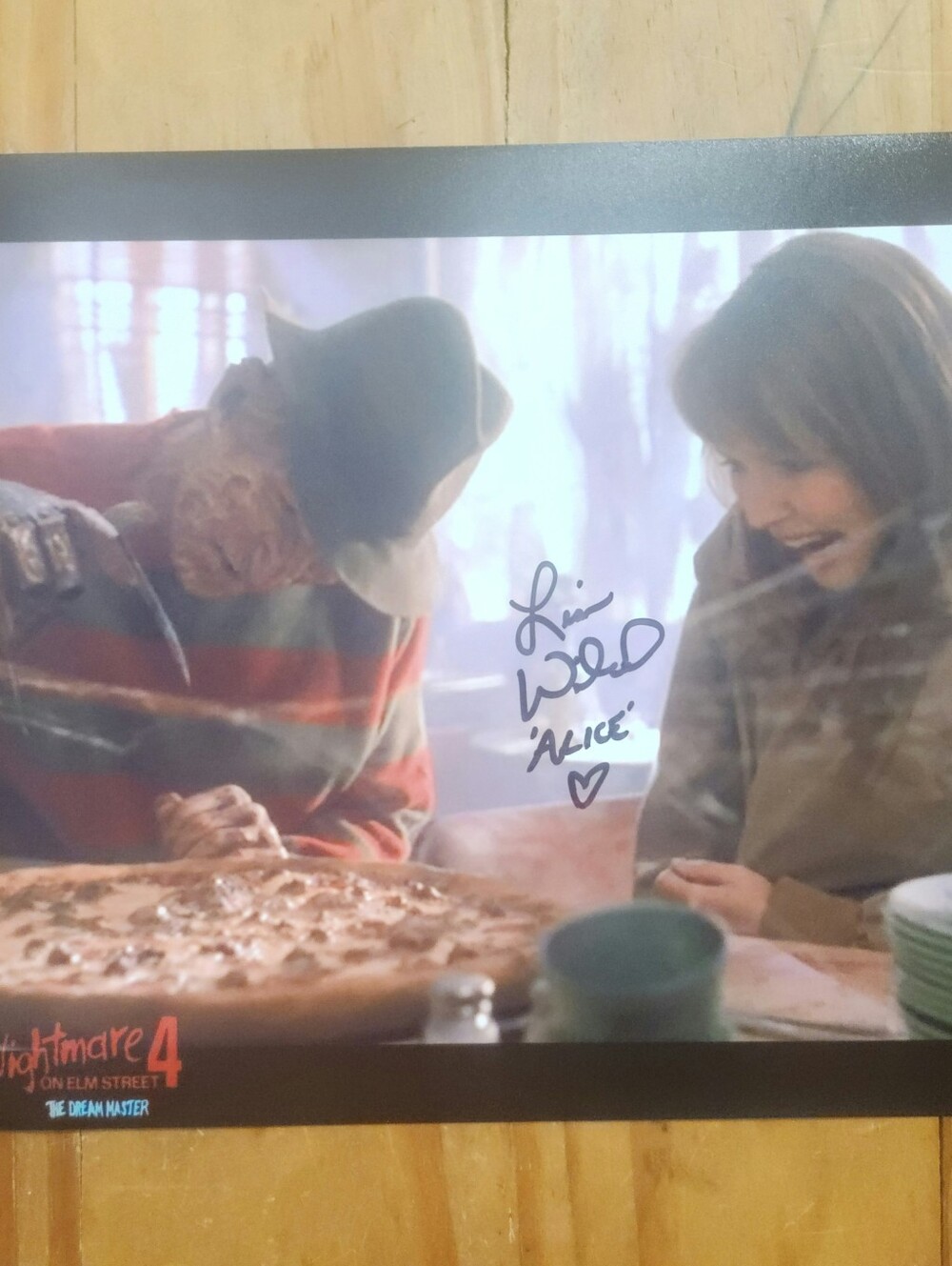 🍕 A Nightmare on Elm Street 4 Autographed Photo – Lisa Wilcox (Alice) with Fred